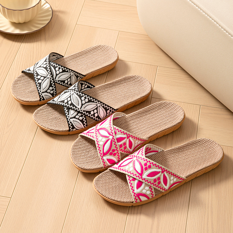Women'S Shoes For Flat Feet - Linen Home Slippers Women Flats Summer