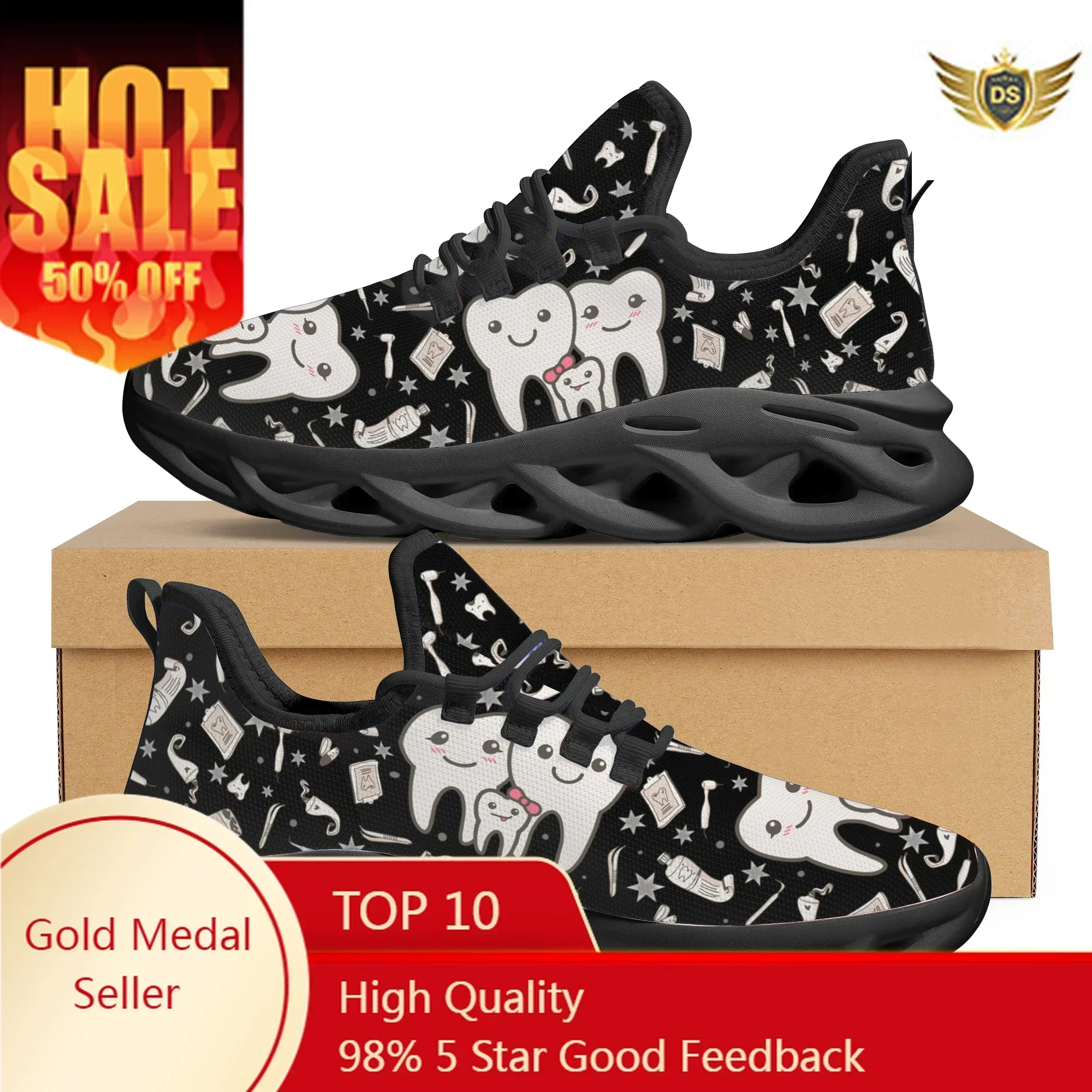 Mesh Sneaker Women - Cute Dental Design Sneakers Ladies Casual