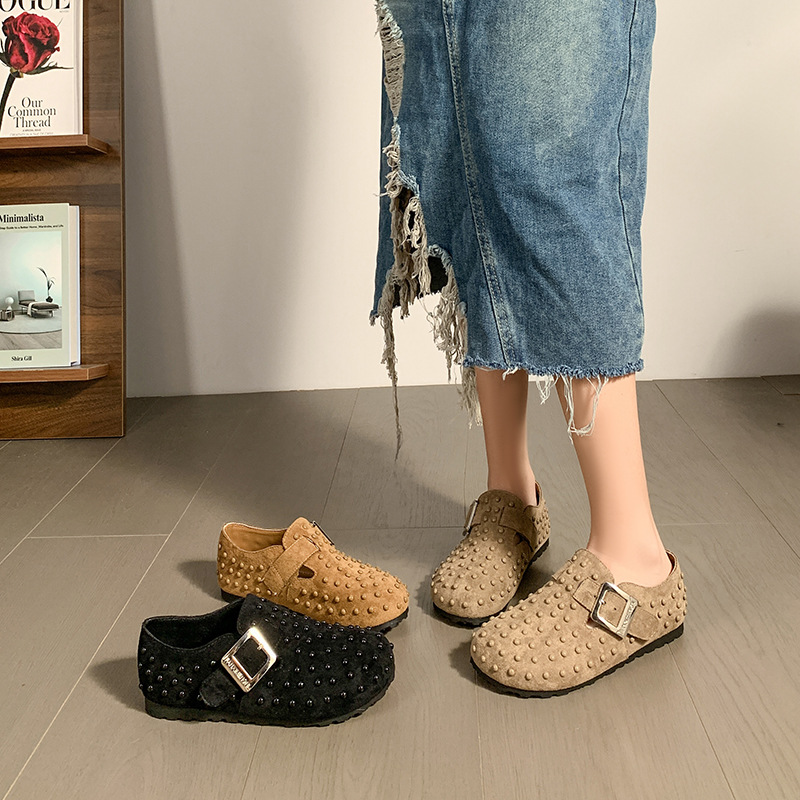 Women'S Shoes With Arch Support - Women Suede Clogs Leather Mules Cork