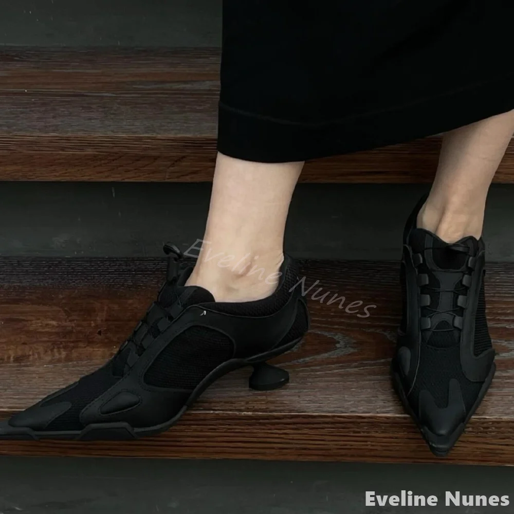 Mesh panel high-heeled sneaker - Mesh Sneaker Women avaliação e preço