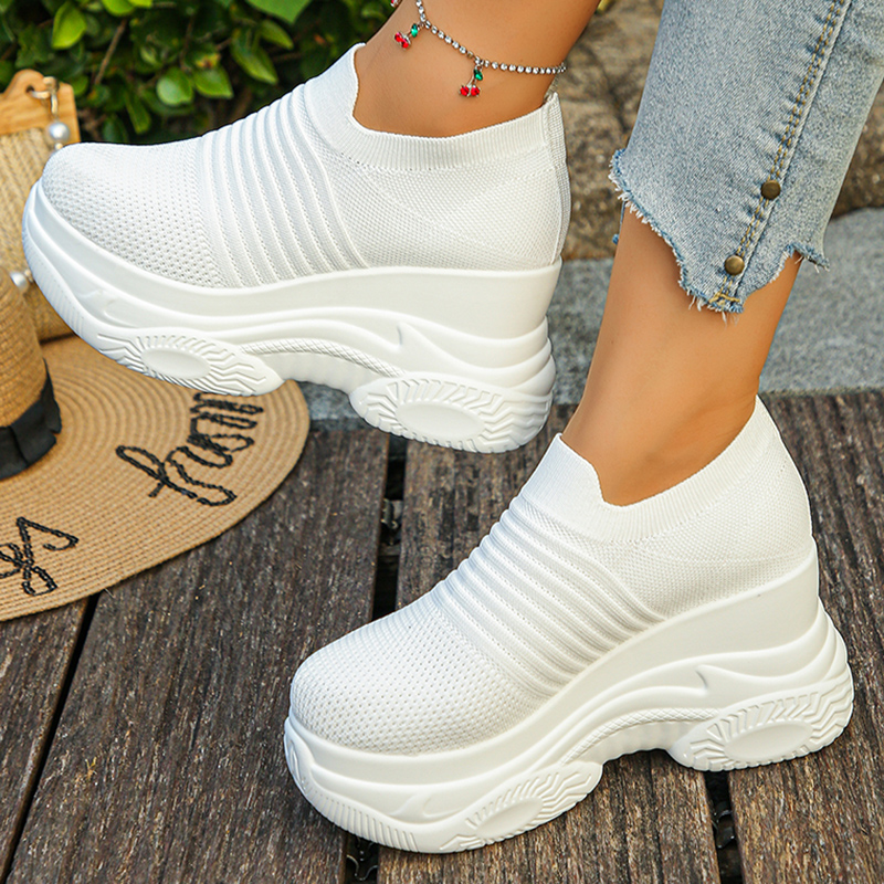 Women's Knitted White Chunky S - Mesh Sneaker Women avaliação e preço