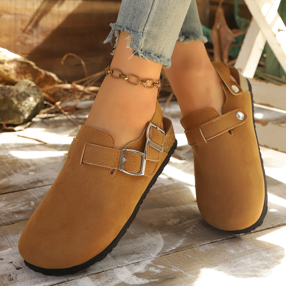 Litfun Suede Women's Clogs wit - Women'S Shoes With Arch Support avaliação e preço