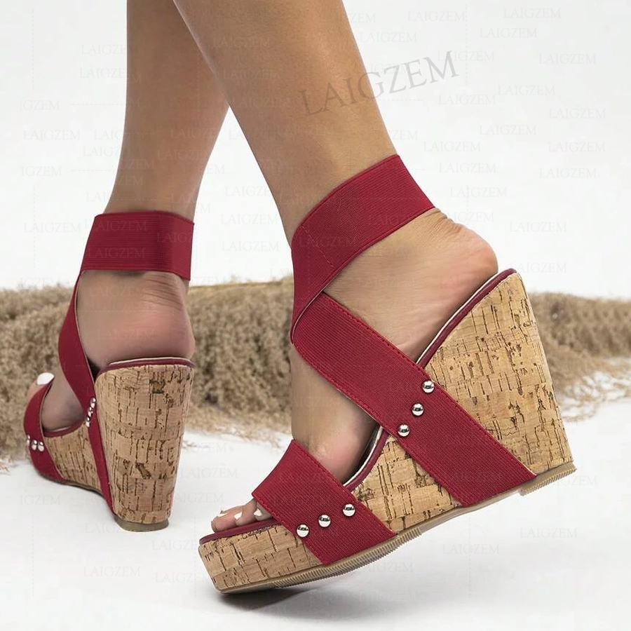 BERZIMER Women Sandals Platfor - Cork Wedge Sandal avaliação e preço