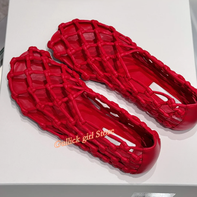 French Woven Mesh Hollow flat  - Women Shoes Sandals avaliação e preço