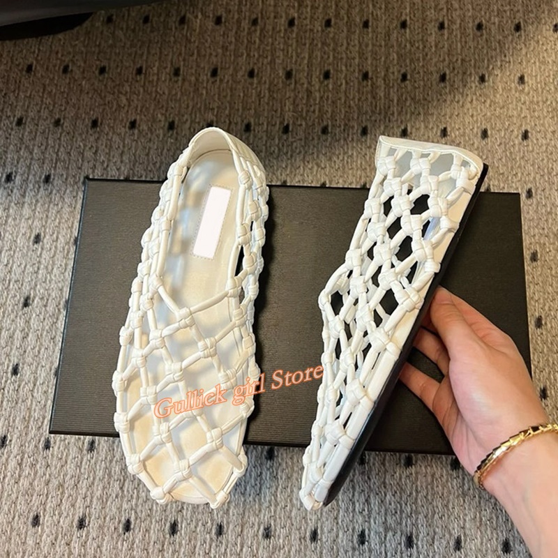 French Woven Mesh Hollow flat  - Women Shoes Sandals avaliação e preço