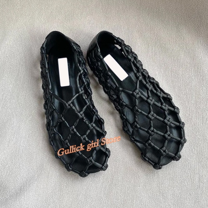French Woven Mesh Hollow flat  - Women Shoes Sandals avaliação e preço