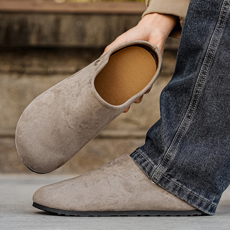 Men Suede Leather Slippers Mul - Women'S Shoes With Arch Support avaliação e preço