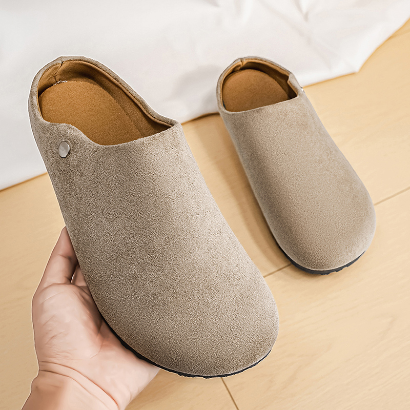 Men Suede Leather Slippers Mul - Women'S Shoes With Arch Support avaliação e preço