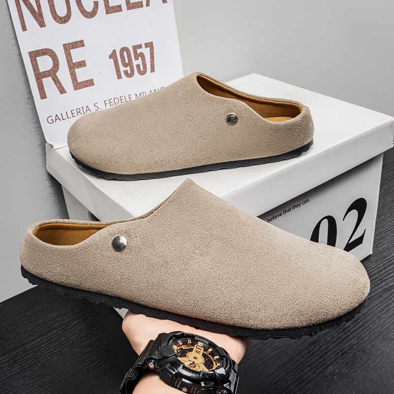 Men Suede Leather Slippers Mul - Women'S Shoes With Arch Support avaliação e preço