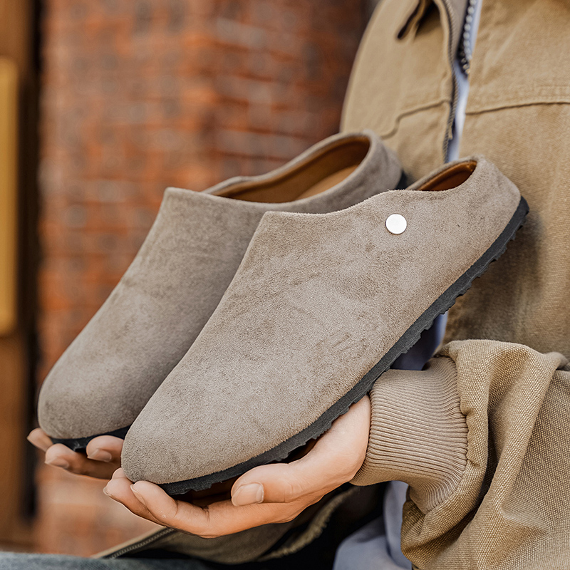 Men Suede Leather Slippers Mul - Women'S Shoes With Arch Support avaliação e preço