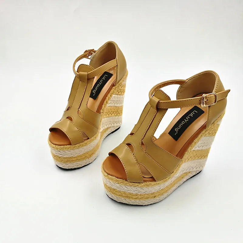 32-39 Women wedges 13.5cm high - Cork Wedge Sandal avaliação e preço