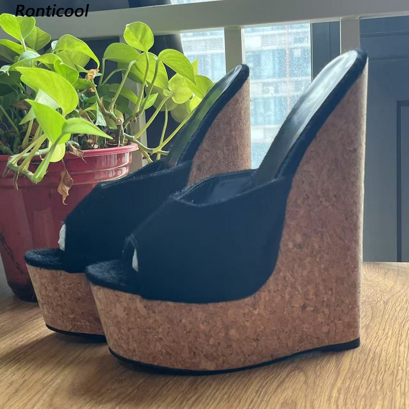 Ronticool Handmade Women's Bla - Cork Wedge Sandal avaliação e preço