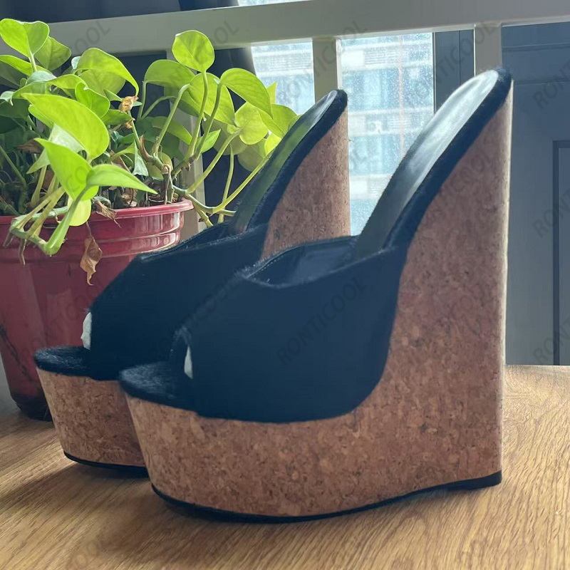 Ronticool Handmade Women's Bla - Cork Wedge Sandal avaliação e preço