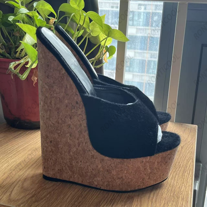 Ronticool Handmade Women's Bla - Cork Wedge Sandal avaliação e preço