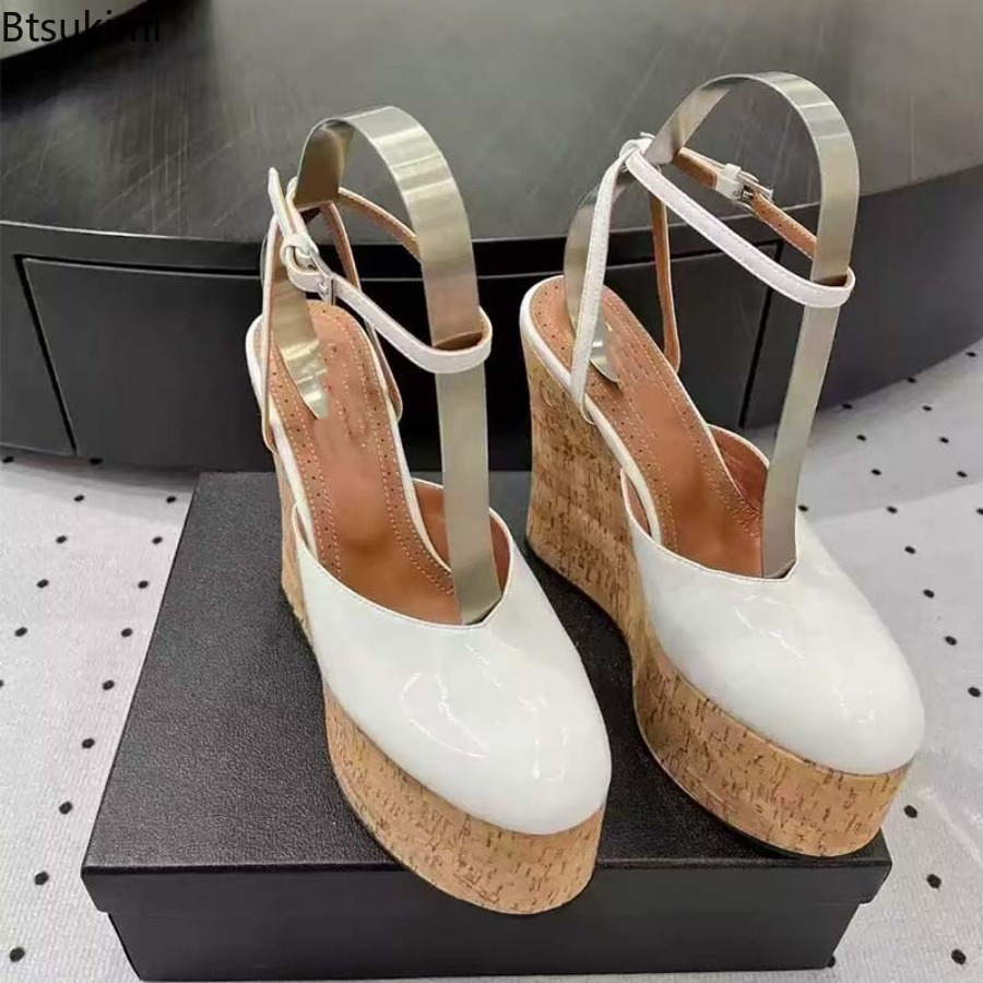 Women's Patent Leather Wedge S - Cork Wedge Sandal avaliação e preço