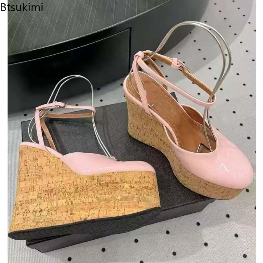 Women's Patent Leather Wedge S - Cork Wedge Sandal avaliação e preço