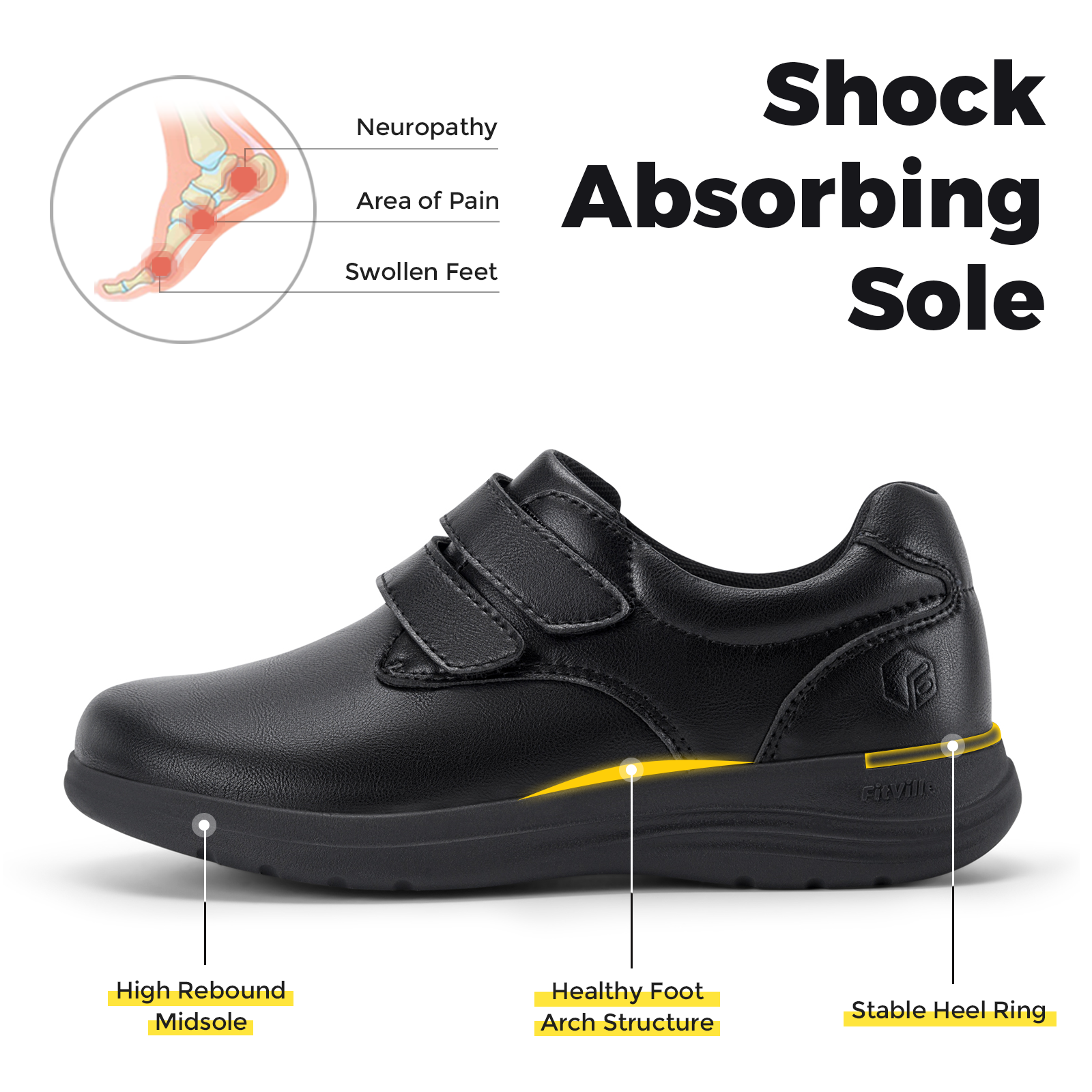 FitVille Leather Women's Shoes - Women'S Shoes With Arch Support avaliação e preço