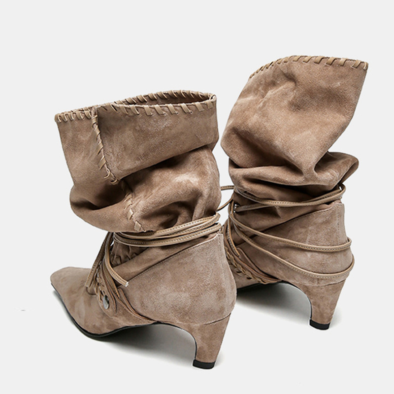 Liyke Autumn Winter Brown Sued - Women'S Shoes Chelsea avaliação e preço