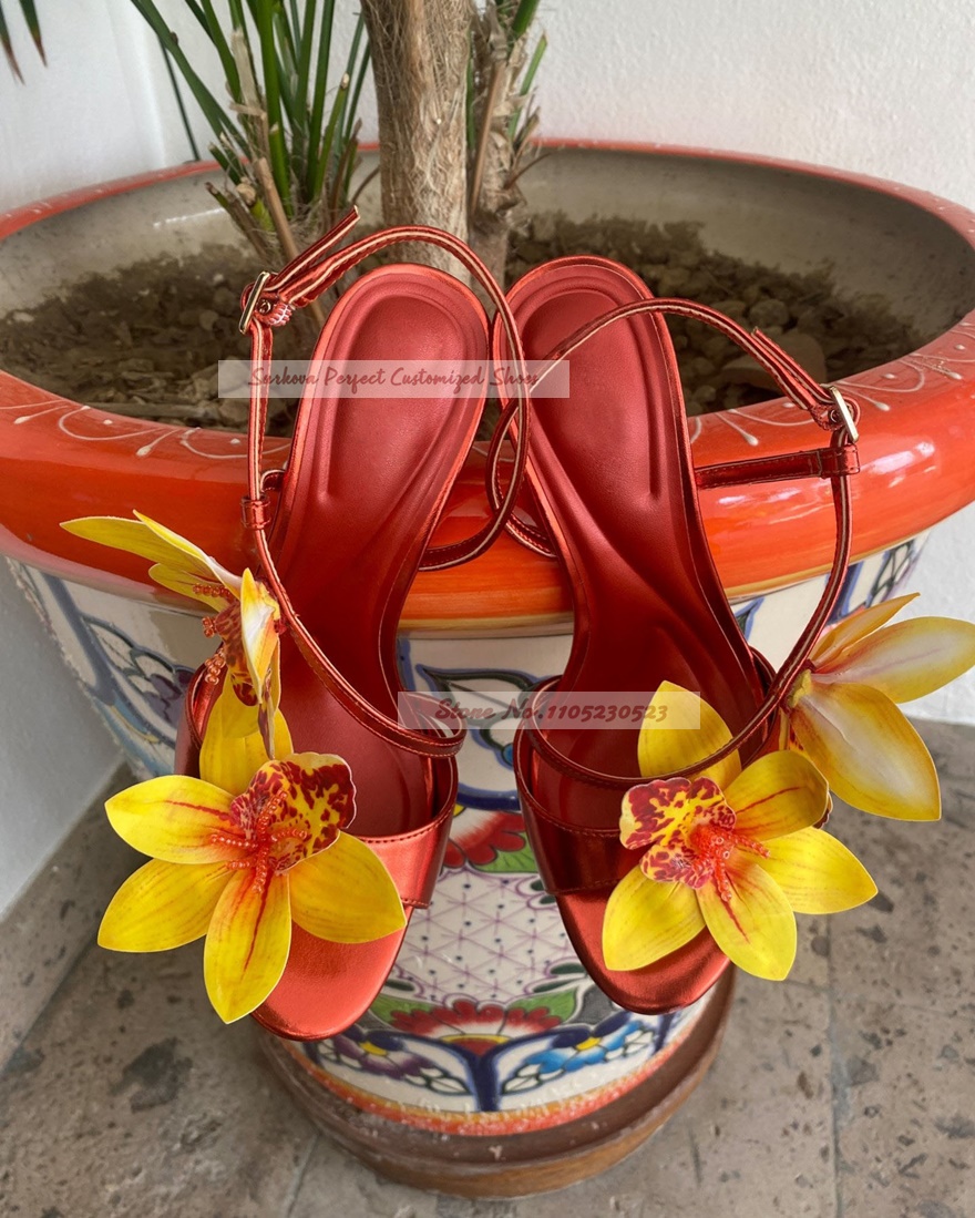 Metalic Matte Slingback Flower - Women'S Shoes Yellow avaliação e preço