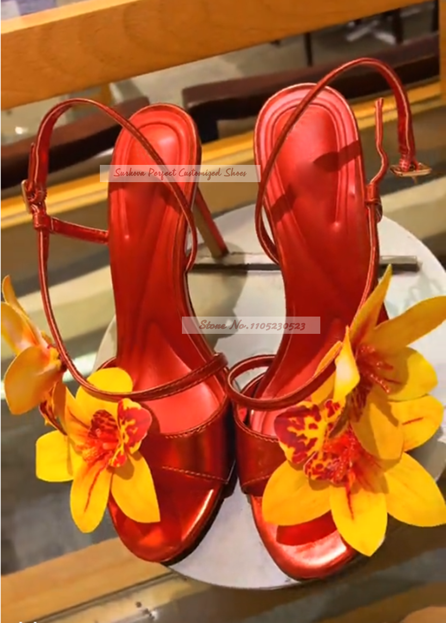 Metalic Matte Slingback Flower - Women'S Shoes Yellow avaliação e preço
