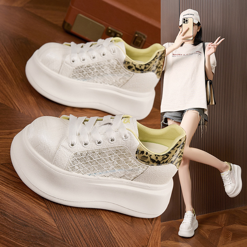 Thick-soled White Shoes for Wo - Mesh Sneaker Women avaliação e preço