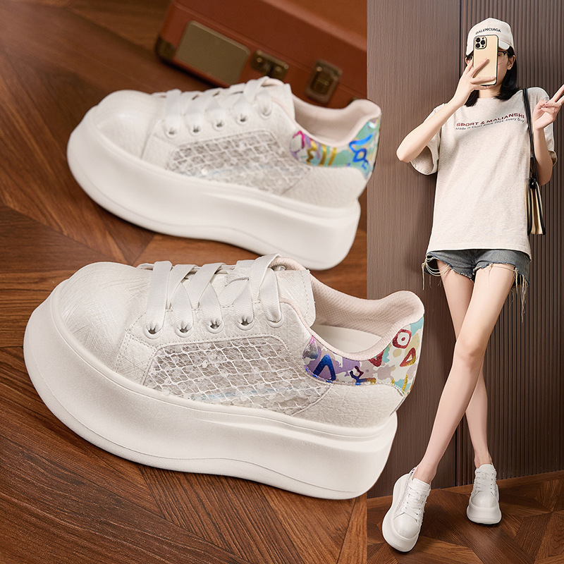 Thick-soled White Shoes for Wo - Mesh Sneaker Women avaliação e preço