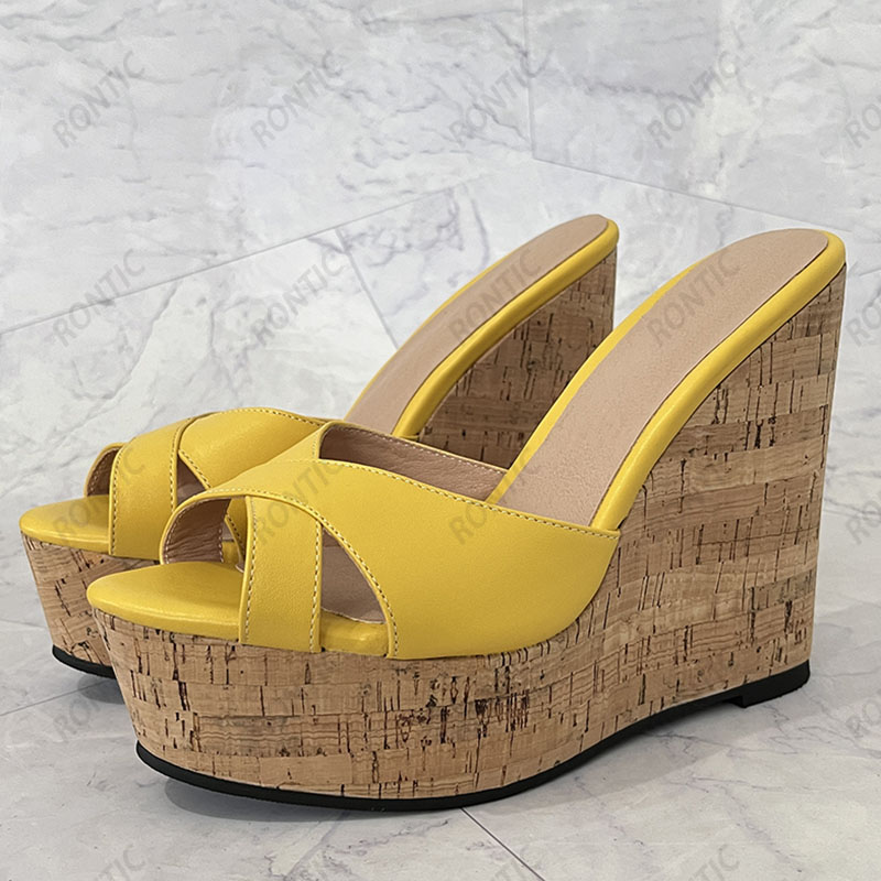 Rontic 2021 Women Platform Sli - Cork Wedge Sandal avaliação e preço