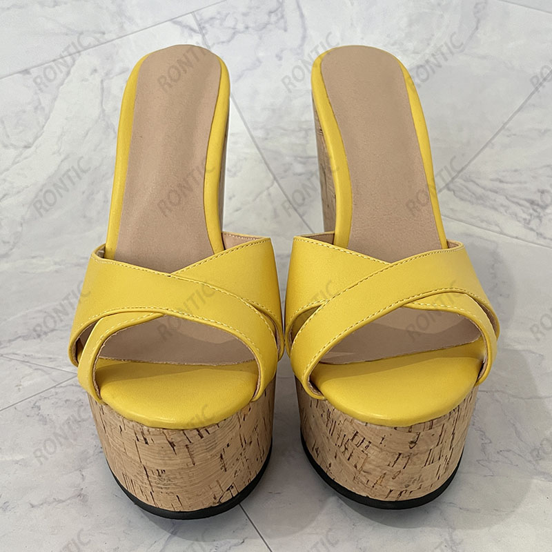 Rontic 2021 Women Platform Sli - Cork Wedge Sandal avaliação e preço