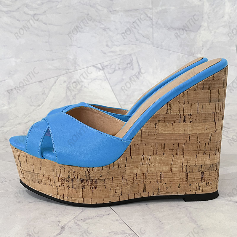 Rontic 2021 Women Platform Sli - Cork Wedge Sandal avaliação e preço