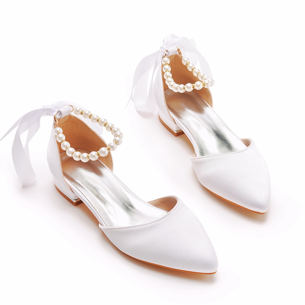 Wedding Shoes Bride Flat Heel  - Women Shoes Sandals avaliação e preço
