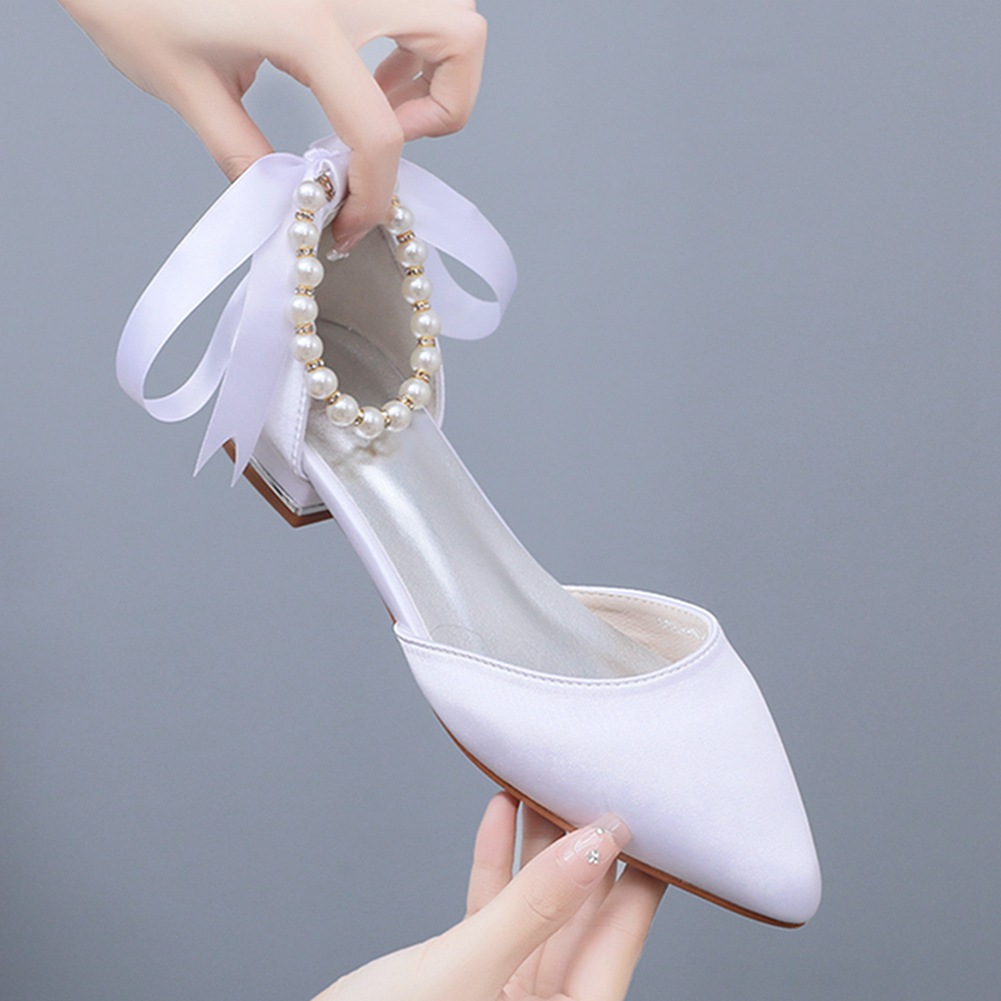 Wedding Shoes Bride Flat Heel  - Women Shoes Sandals avaliação e preço