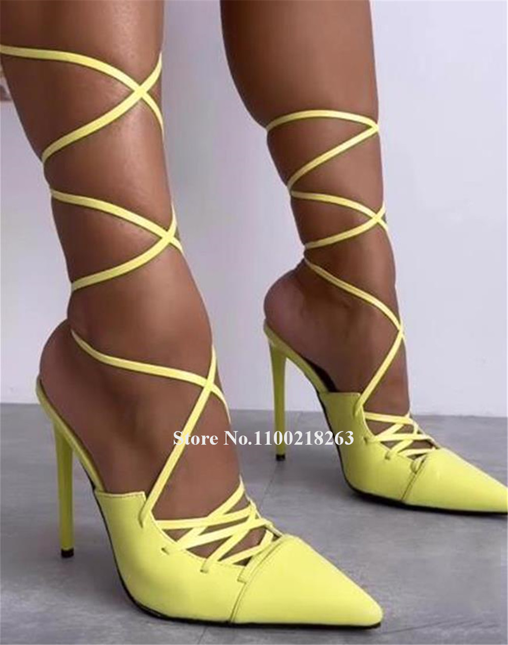 Lace-up Thin Heel Sandals Newe - Women'S Shoes Yellow avaliação e preço