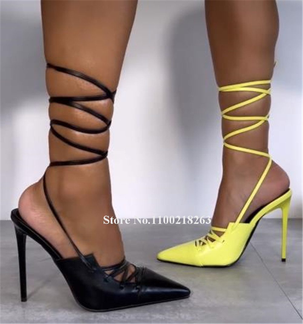 Lace-up Thin Heel Sandals Newe - Women'S Shoes Yellow avaliação e preço